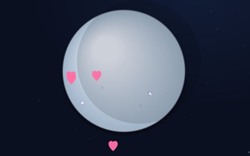 Moon Defender — hearts approach the moon